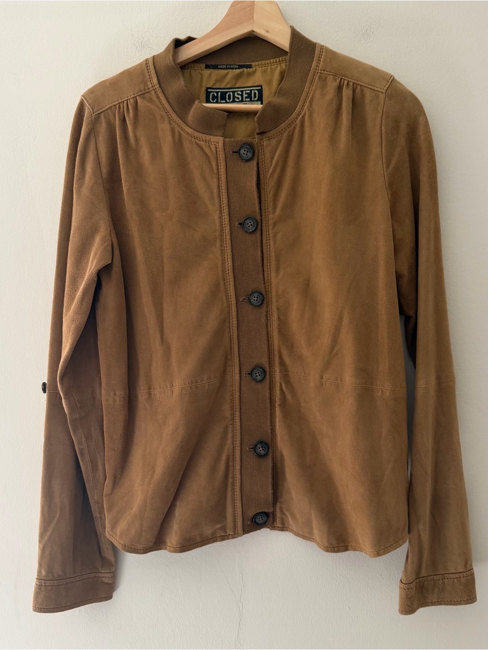 Closed Goat Skin Leather Jacket Vintage Suede Tan Brown Buttery Soft Size Medium